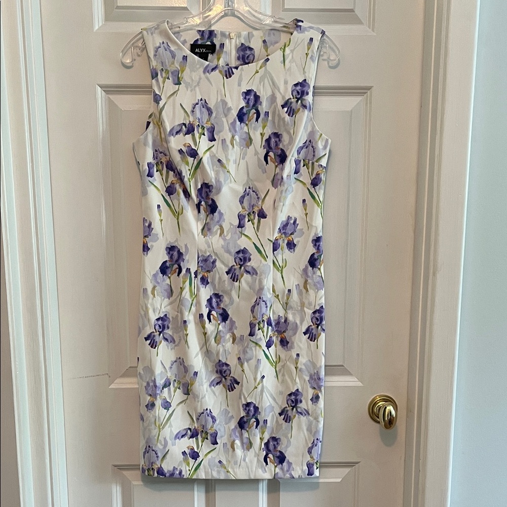 Alyx White and Purple Floral Midi Dress